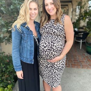 Beige Leopard Print Fitted Midi Dress